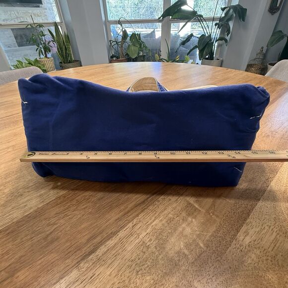 Vtg Lands End Heavy Canvas Tote Large Blue Trim USA - Picture 11 of 16